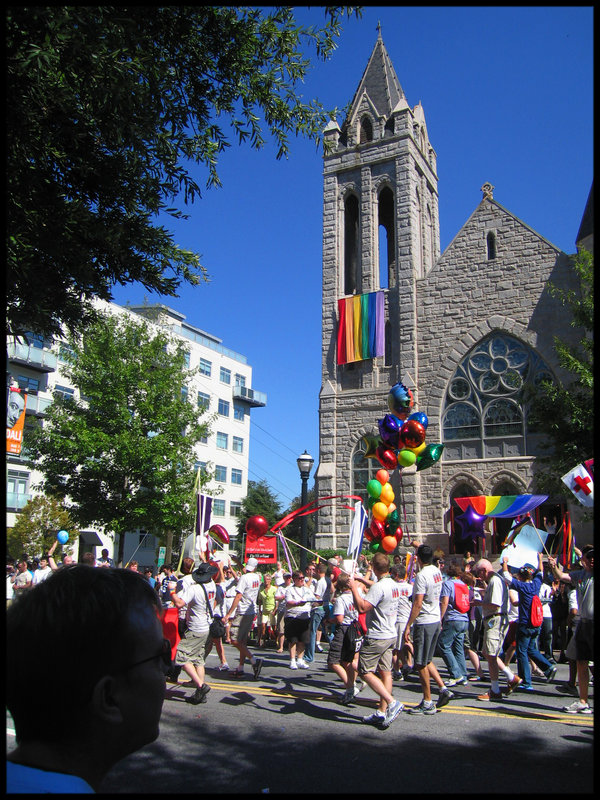 St. Mark's UMC during a gay "pride" parade in Atlanta. (Photo credit: wiebkefesch.deviantart.com)
