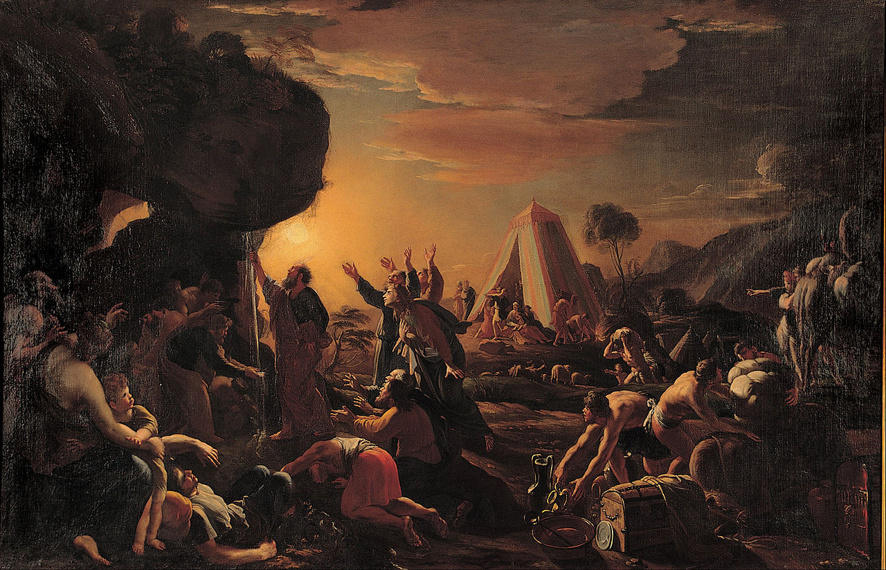 Moses draws water from the rock by Francois Perrier. Source: Wikimedia Commons