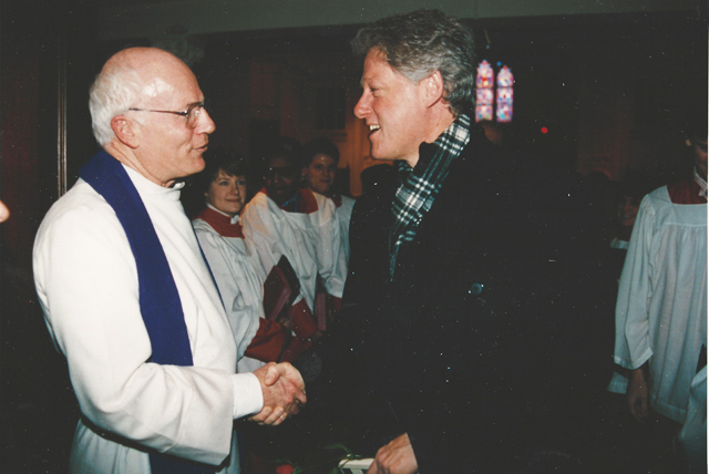 Foundry UMC pastor Philip Wogaman (left) with President Bill Clinton.
