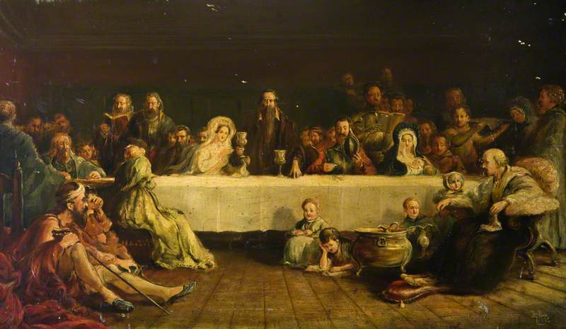 "Knox Dispensing the Sacrament at Calder House" by Thomas Hutchison Peddie - http://www.bbc.co.uk/arts/yourpaintings/paintings/knox-dispensing-the-sacrament-at-calder-house-129662. Licensed under Public Domain via Wikimedia Commons - http://commons.wikimedia.org/wiki/File:Knox_Dispensing_the_Sacrament_at_Calder_House.jpg#mediaviewer/File:Knox_Dispensing_the_Sacrament_at_Calder_House.jpg