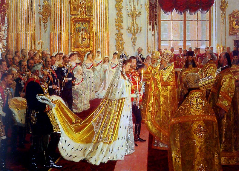 Nicholas II and Alexandra married on November 14/26, 1894 in the Grand Church (Imperial chapel) of the Winter Palace at St Petersburg.