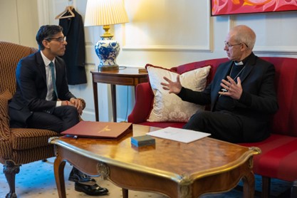 UK Prime Minister Rishi Sunak in conversation with Archbishop of Canterbury Justin Welby