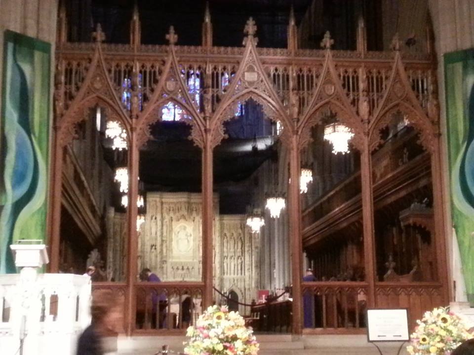 A more detailed photo of the chancel screen.