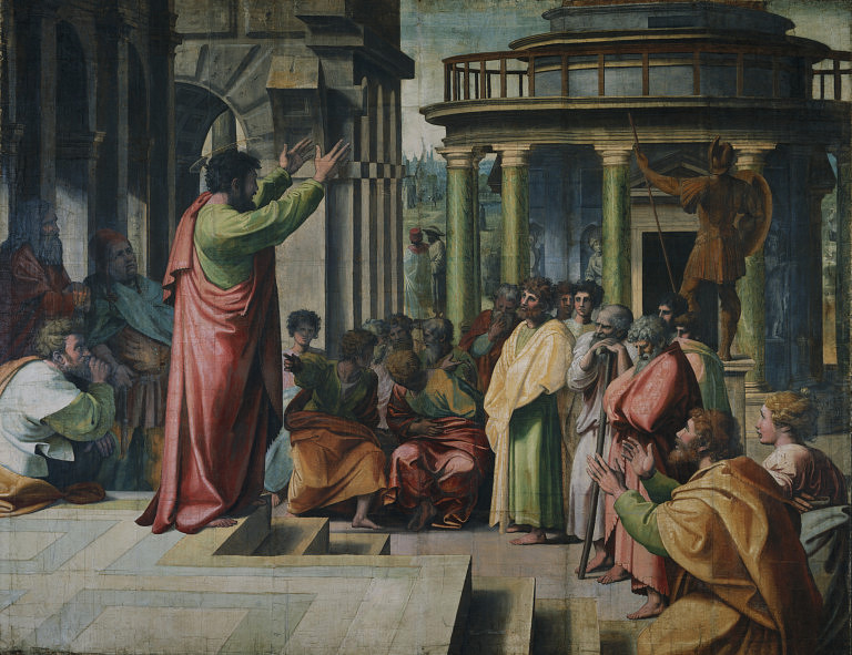 St. Paul Preaching in Athens by Raphael. Source: Wiki Commons