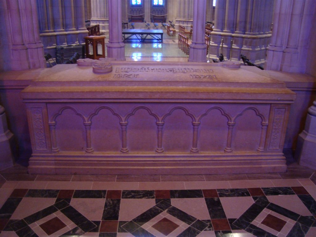 President Woodrow Wilson's tomb in the Cathedral. His second wife and First Lady Edith lays buried a few yards away.