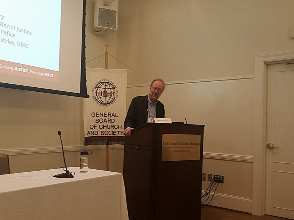 David Wildman of the General Board of Global Ministries speaks at the Korea Peace UMC Seminar. (Photo Credit: GBCS / Twitter)