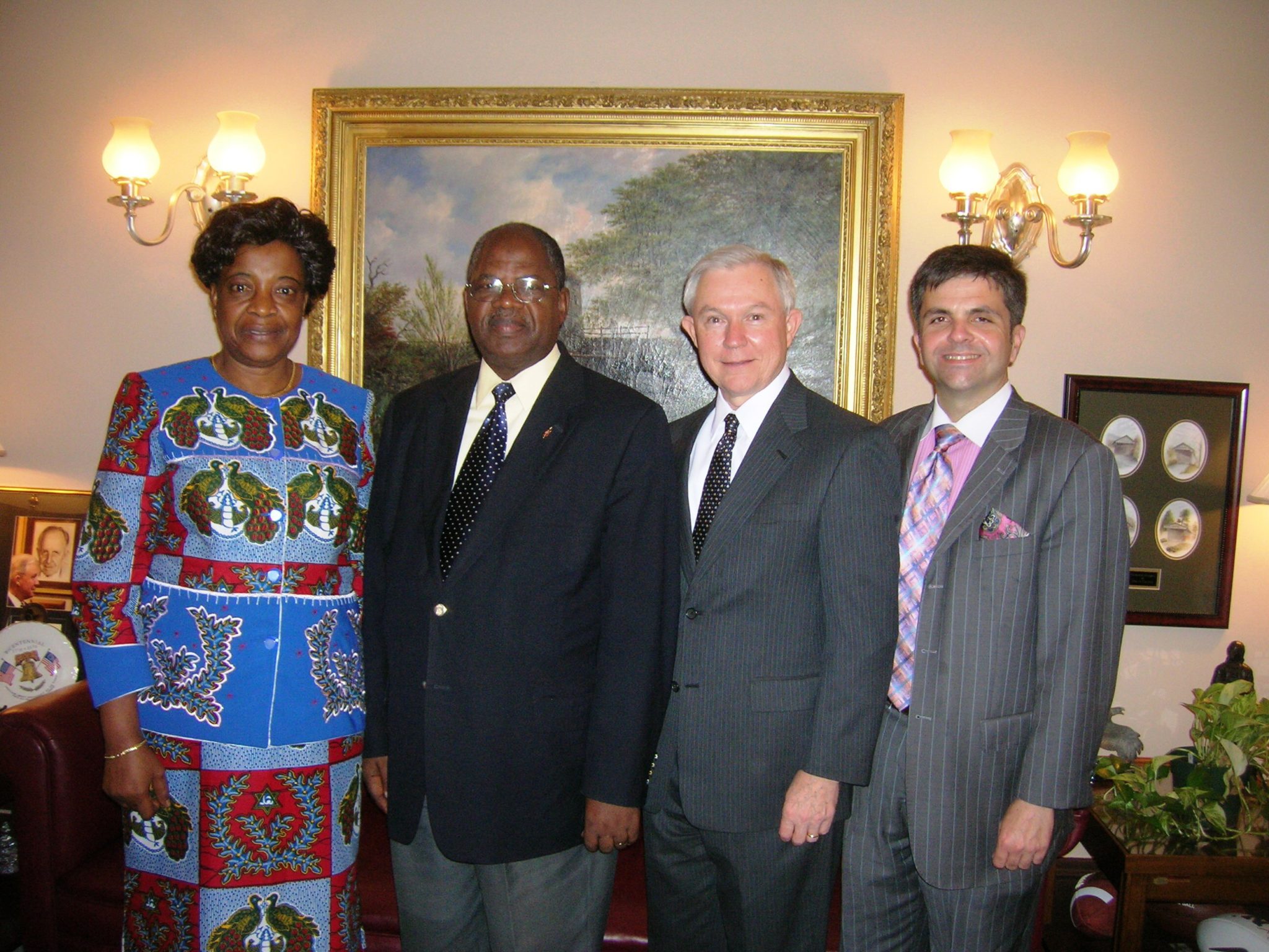 Senator Jeff Sessions meets with a Congolese United Methodist bishop and IRD's Mark Tooley