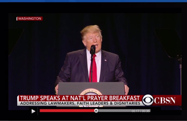 Donald Trump at the National Prayer Breakfast on February 2, 2017