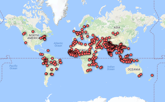 Map of Unreached People Groups from Joshua Project